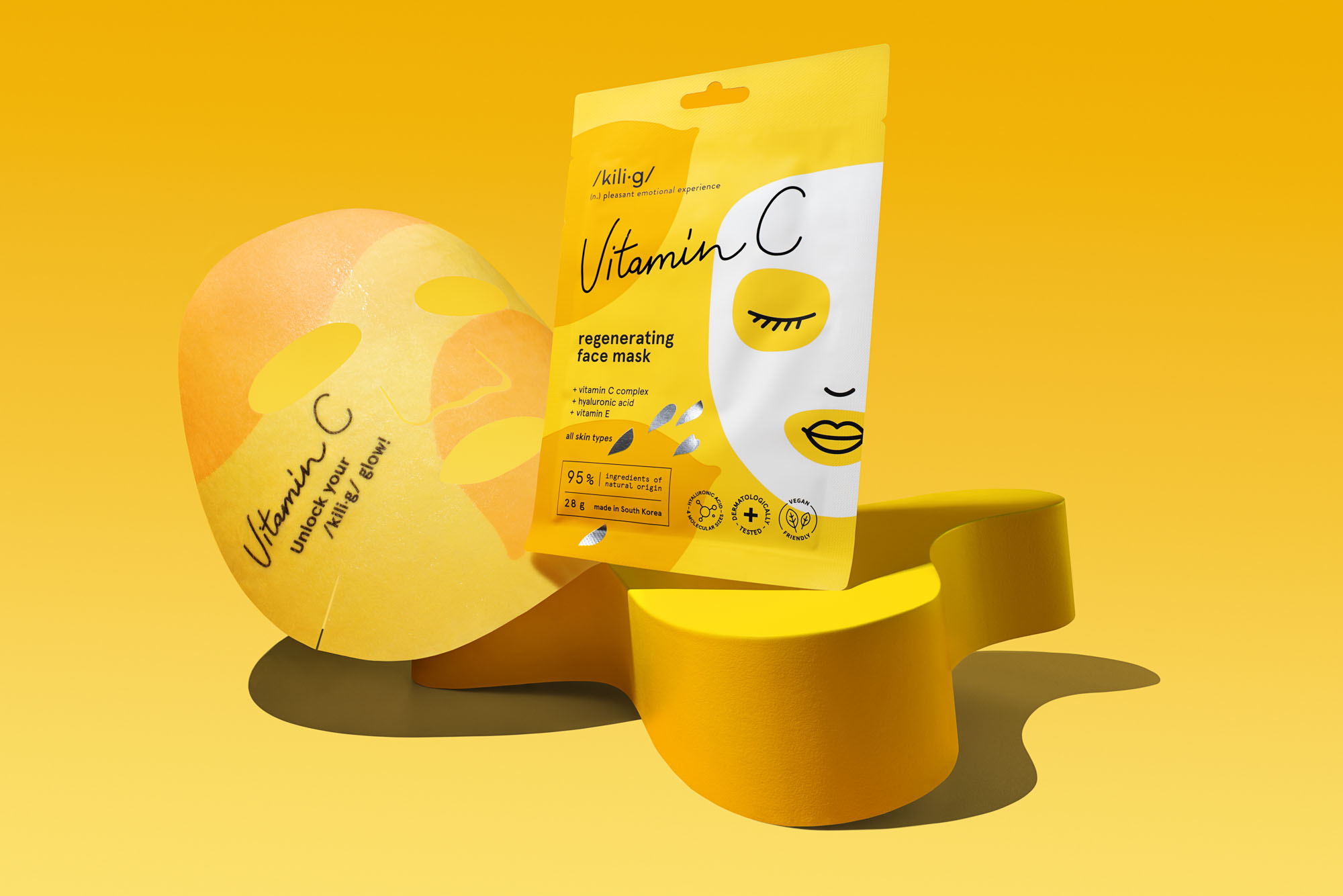KILIG VITAMIN C lakštinė veido kaukė 28g - Image 2